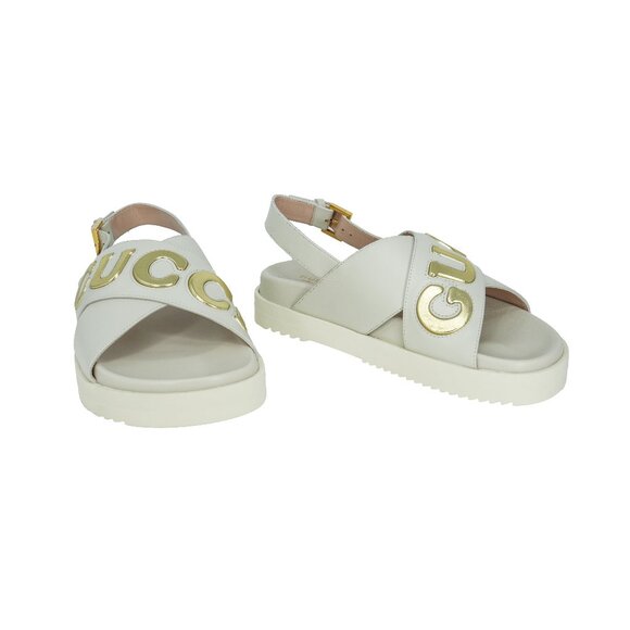Gucci Logo-embossed Crossover Strap Leather Sandals - Picture 1 of 7